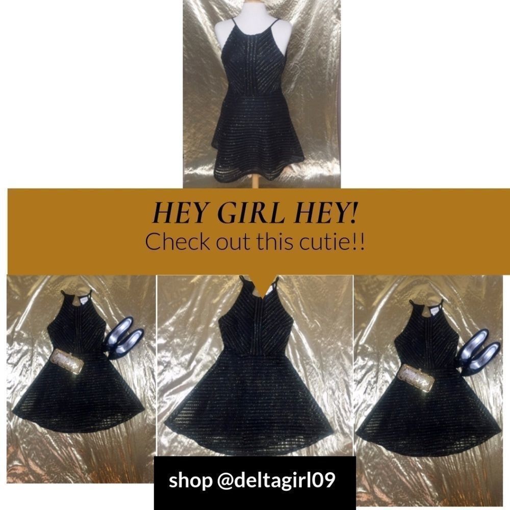 Sienna Sky Black & Gold Mini Dress Size XS